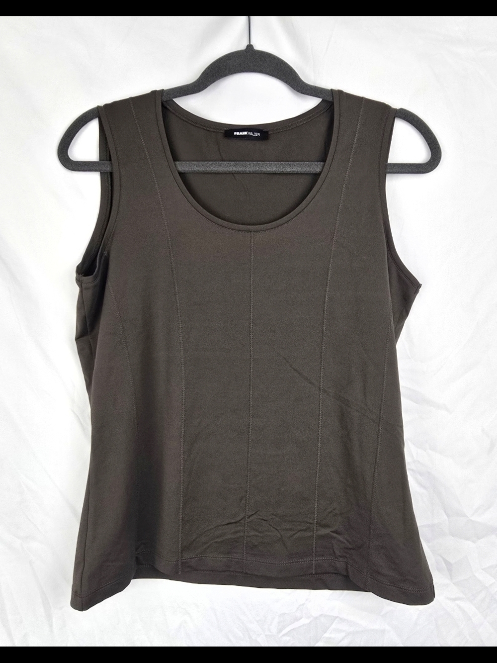 Frank Walder Chocolate Brown Minimalist Designer Boxy Comfy Tank Top sz 8